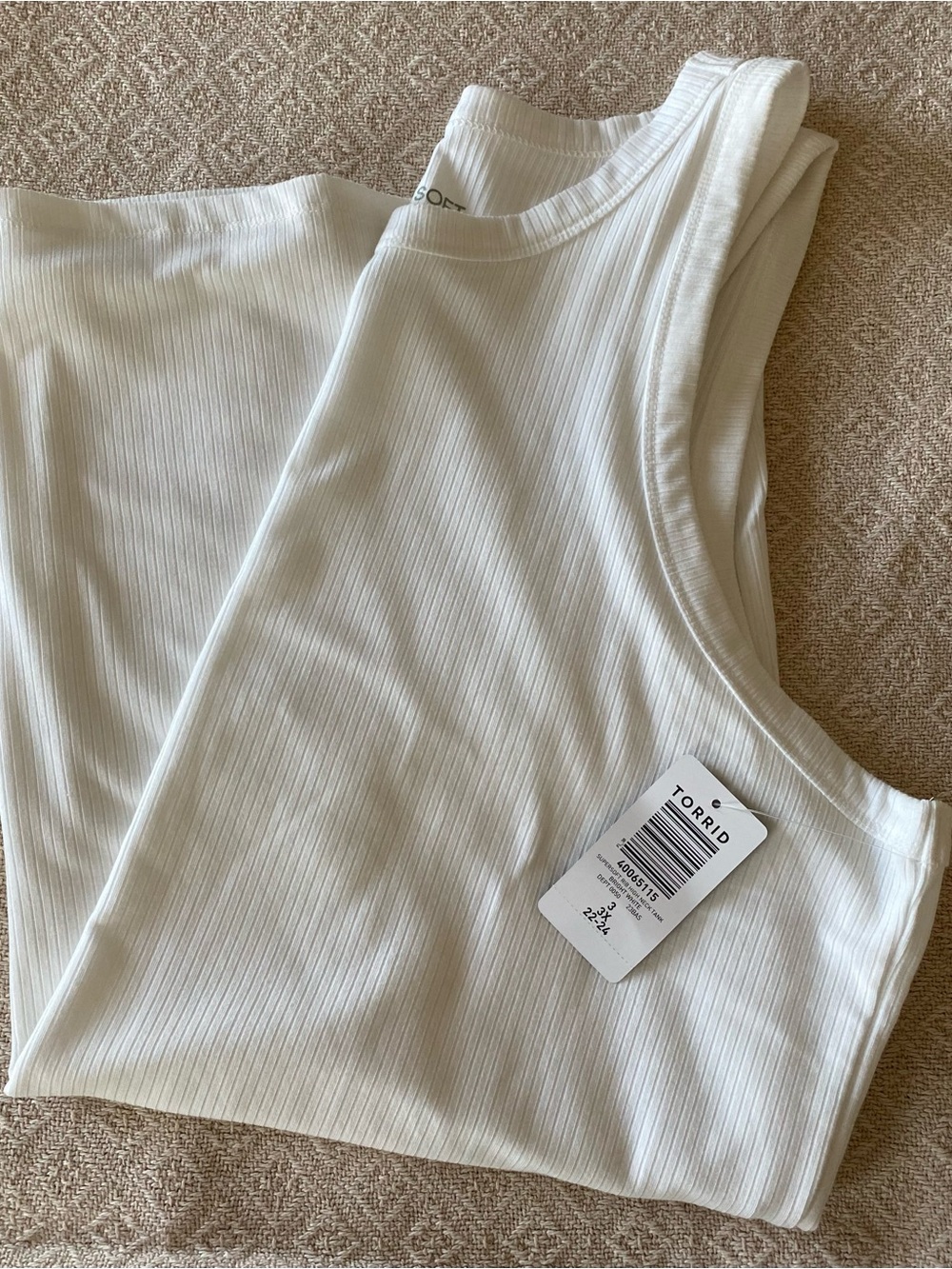 New Torrid Ribbed White Tank Top - Sleeveless Scoop Neck-Size 3